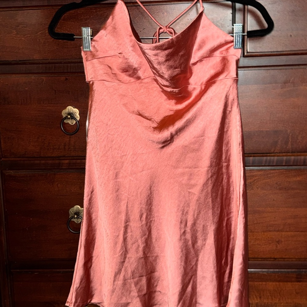 Hello Molly Satin Dress in Coral Pink